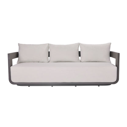 Sedona Outdoor Sofa, Sunbrella Cast Pumice And Bronze Aluminum