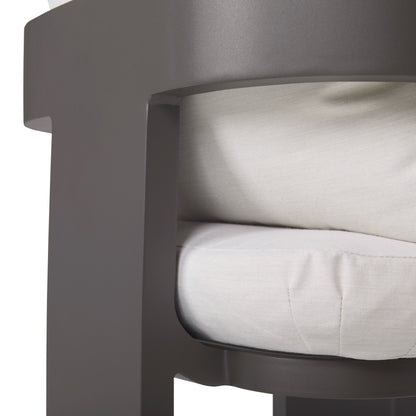 Sedona Outdoor Dining Chair Set Of 2, Sunbrella Cast Pumice And Bronze Aluminum