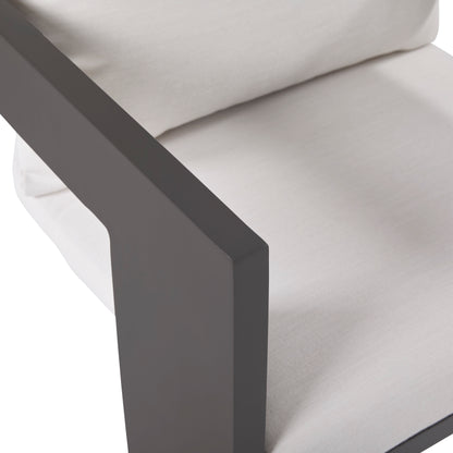 Sedona Outdoor Dining Chair Set Of 2, Sunbrella Cast Pumice And Bronze Aluminum