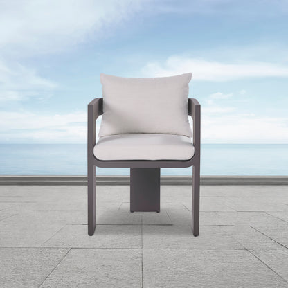 Sedona Outdoor Dining Chair Set Of 2, Sunbrella Cast Pumice And Bronze Aluminum