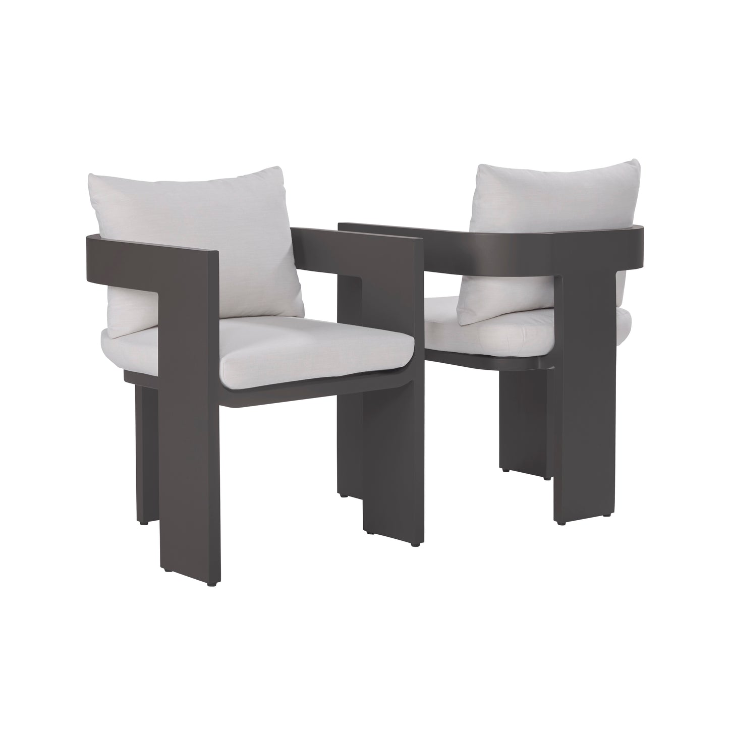 Sedona Outdoor Dining Chair Set Of 2, Sunbrella Cast Pumice And Bronze Aluminum