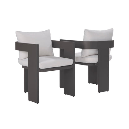 Sedona Outdoor Dining Chair Set Of 2, Sunbrella Cast Pumice And Bronze Aluminum