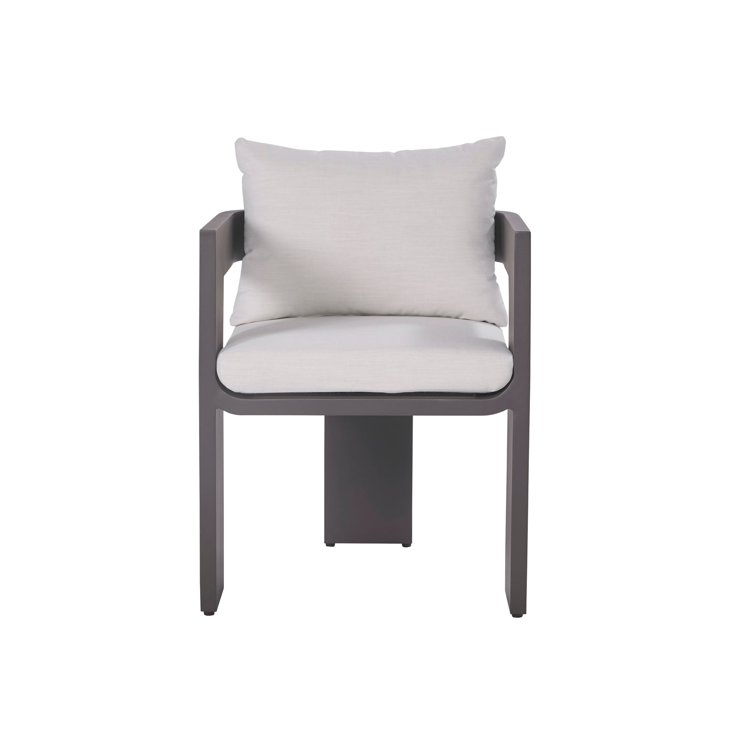 Sedona Outdoor Dining Chair Set Of 2, Sunbrella Cast Pumice And Bronze Aluminum