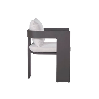 Sedona Outdoor Dining Chair Set Of 2, Sunbrella Cast Pumice And Bronze Aluminum