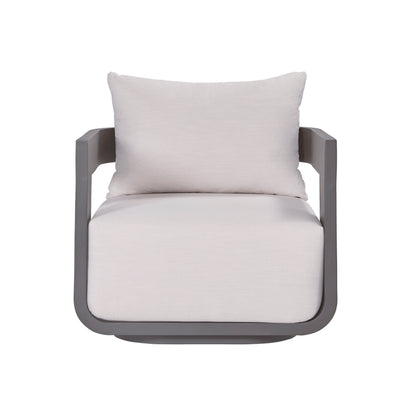 Sedona Outdoor Swivel Chair, Sunbrella Cast Pumice And Bronze Aluminum