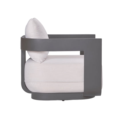 Sedona Outdoor Swivel Chair, Sunbrella Cast Pumice And Bronze Aluminum