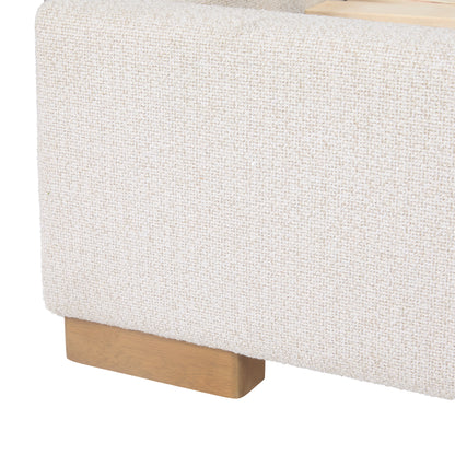 Luciano Textured Woven King Panel Bed, Cream