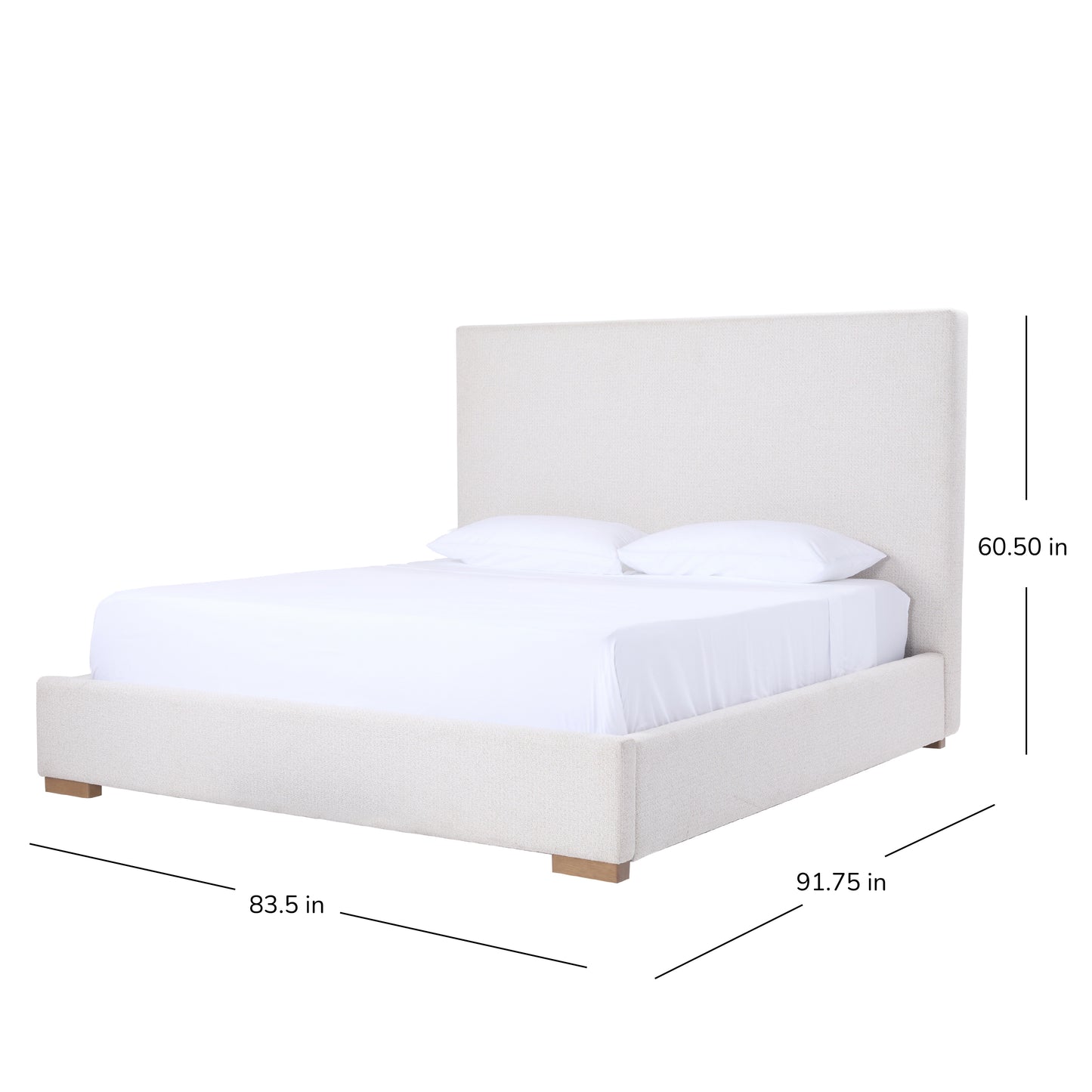 Luciano Textured Woven King Panel Bed, Cream