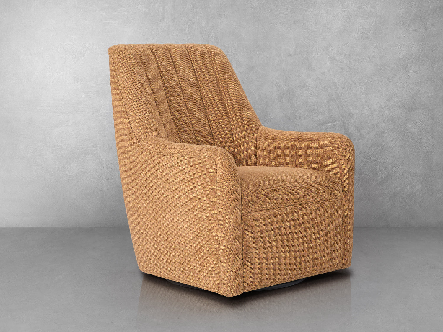 Bristol Fabric Channeled Swivel Chair, Orange