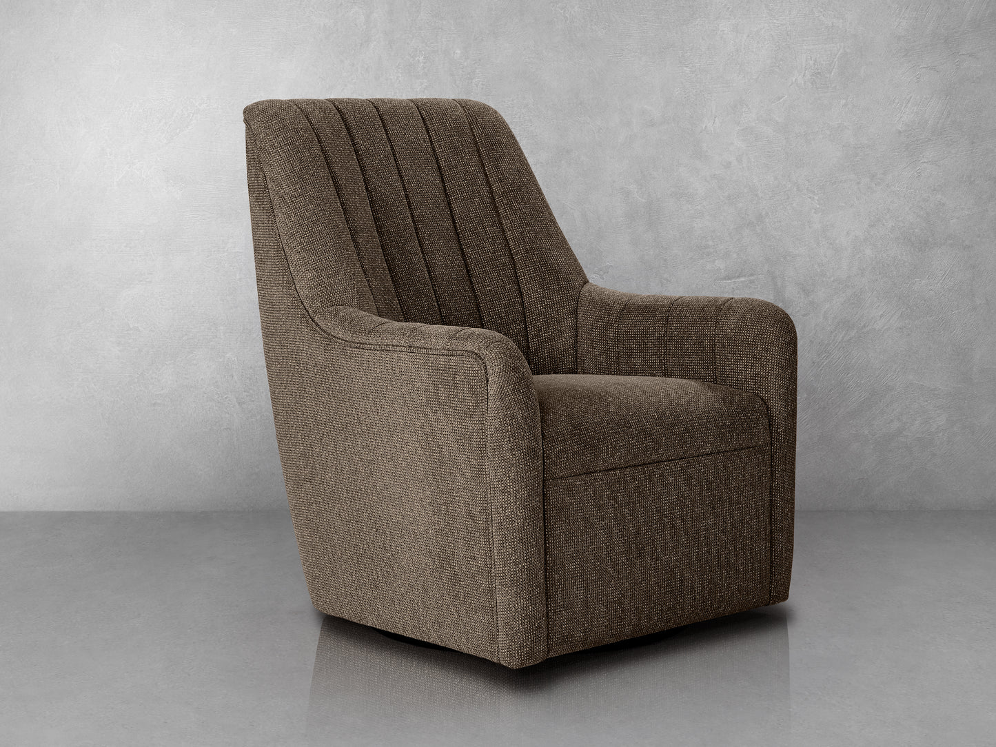 Bristol Fabric Channeled Swivel Chair, Dark Brown