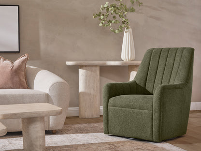 Bristol Fabric Channeled Swivel Chair, Green