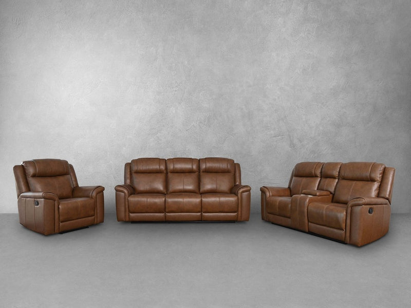 Gilmore 3-pc Leather Manual Reclining Sofa Collection, Brown