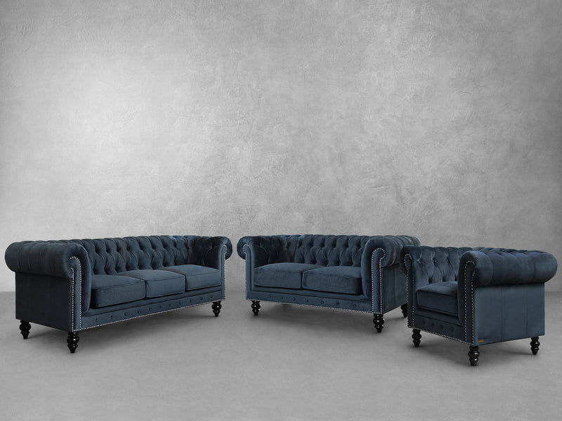 Grand Chesterfield 3-pc Velvet Sofa Set