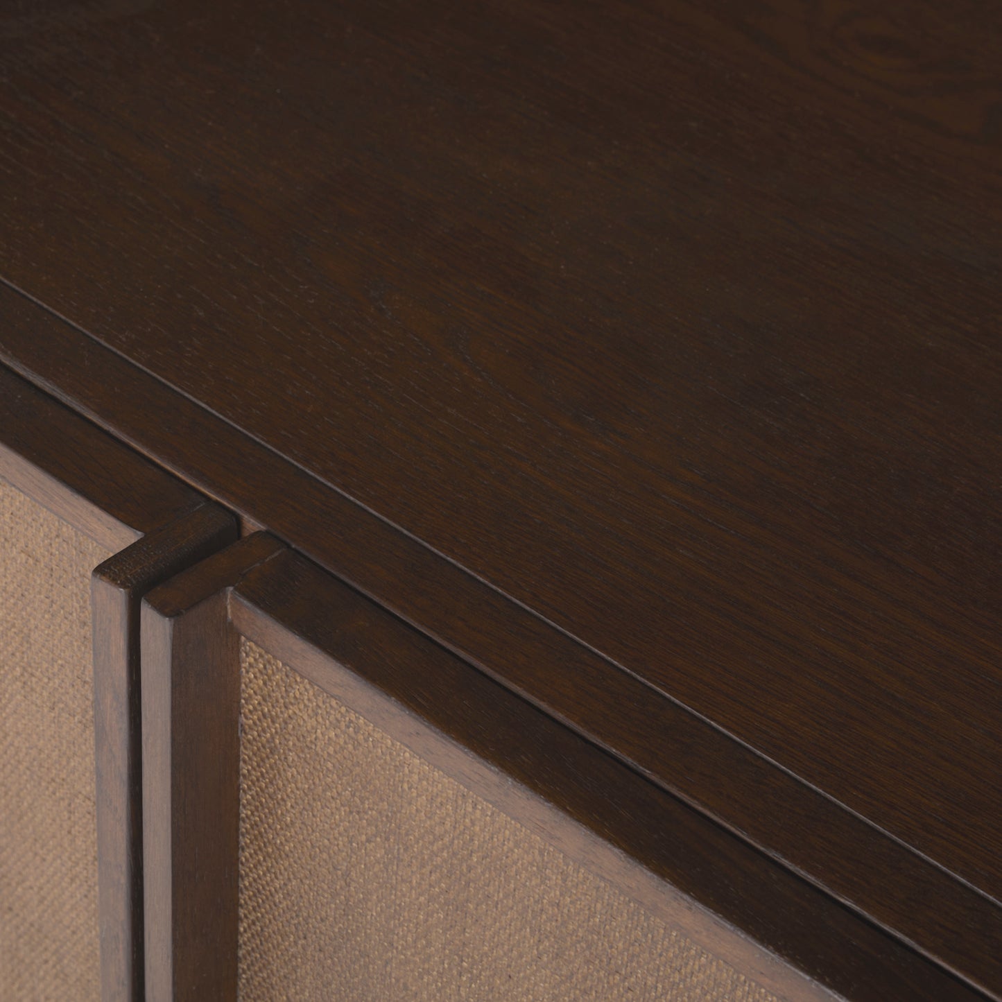 JoJo Fletcher Sawyer Oak and Grasscloth Curved Open Bookcase, Brown