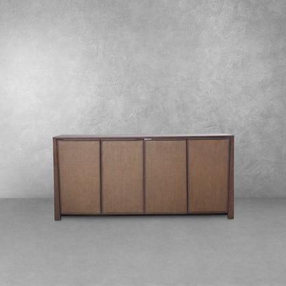 JoJo Fletcher Sawyer Oak and Grasscloth Server, Brown