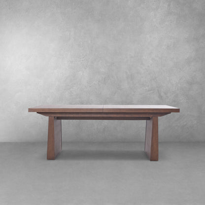 JoJo Fletcher Sawyer Oak and Grasscloth 84-120in Dining Table with 2 Leaves, Brown