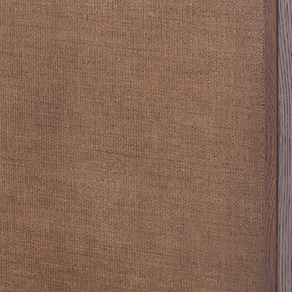 JoJo Fletcher Sawyer Oak and Grasscloth 84-120in Dining Table with 2 Leaves, Brown