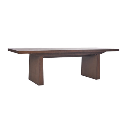 JoJo Fletcher Sawyer Oak and Grasscloth 84-120in Dining Table with 2 Leaves, Brown