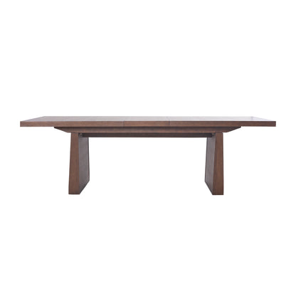 JoJo Fletcher Sawyer Oak and Grasscloth 84-120in Dining Table with 2 Leaves, Brown