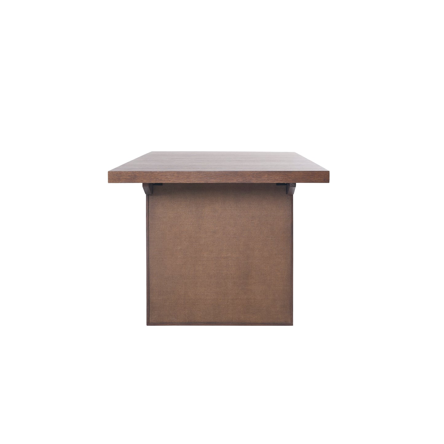 JoJo Fletcher Sawyer Oak and Grasscloth 84-120in Dining Table with 2 Leaves, Brown