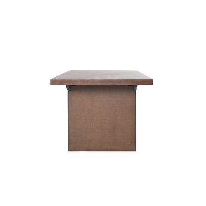 JoJo Fletcher Sawyer Oak and Grasscloth 84-120in Dining Table with 2 Leaves, Brown