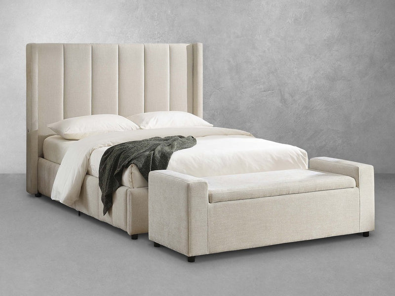 Harlow Channel Bed with Storage Ottoman
