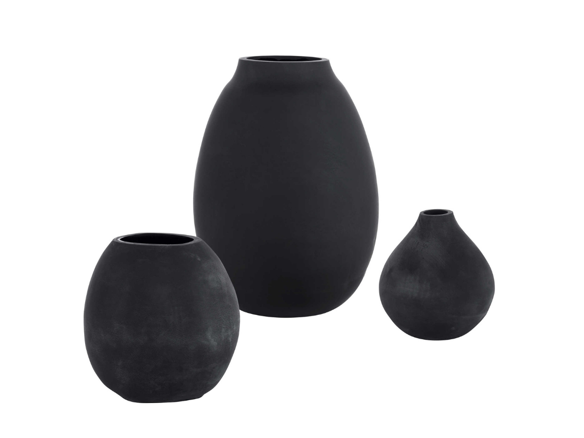 Abbyson Home Heath Matte Black Vases, Set of 3