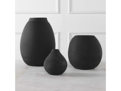 Abbyson Home Heath Matte Black Vases, Set of 3