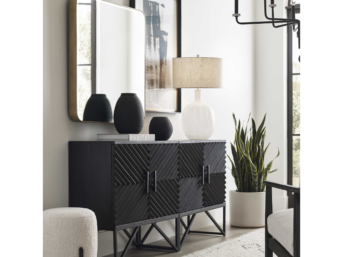 Abbyson Home Heath Matte Black Vases, Set of 3