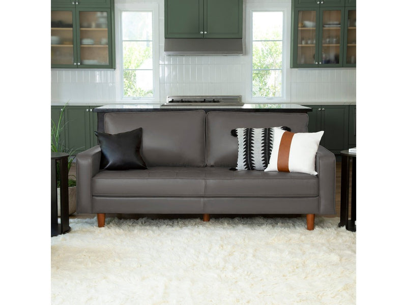 Holloway Mid-Century Leather Sofa