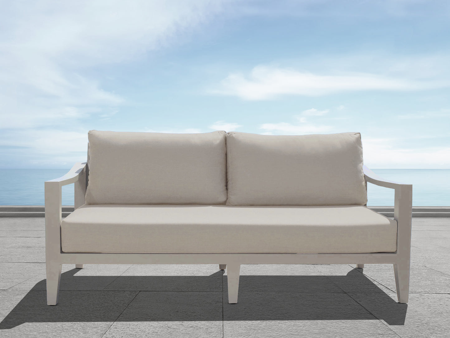 Hyland Hills Outdoor Sofa - Beige Aluminum