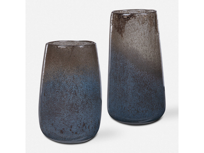 Abbyson Home Inaya Seeded Glass Vases, Set of 2