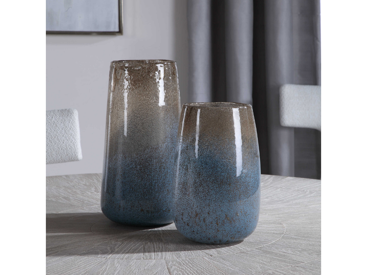 Abbyson Home Inaya Seeded Glass Vases, Set of 2