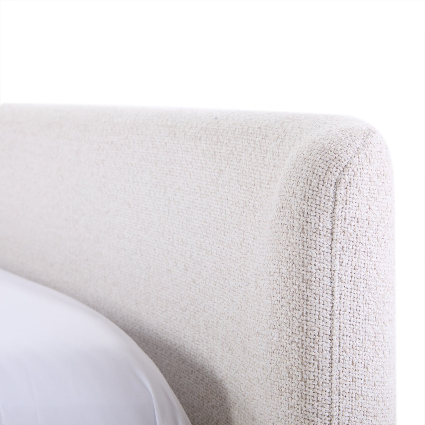 JoJo Fletcher Luciano Textured Woven King Sleigh Bed, Cream