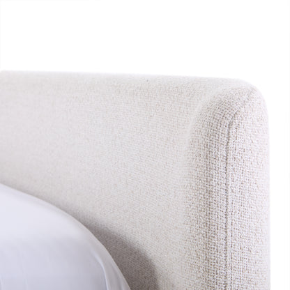 JoJo Fletcher Luciano Textured Woven King Sleigh Bed, Cream