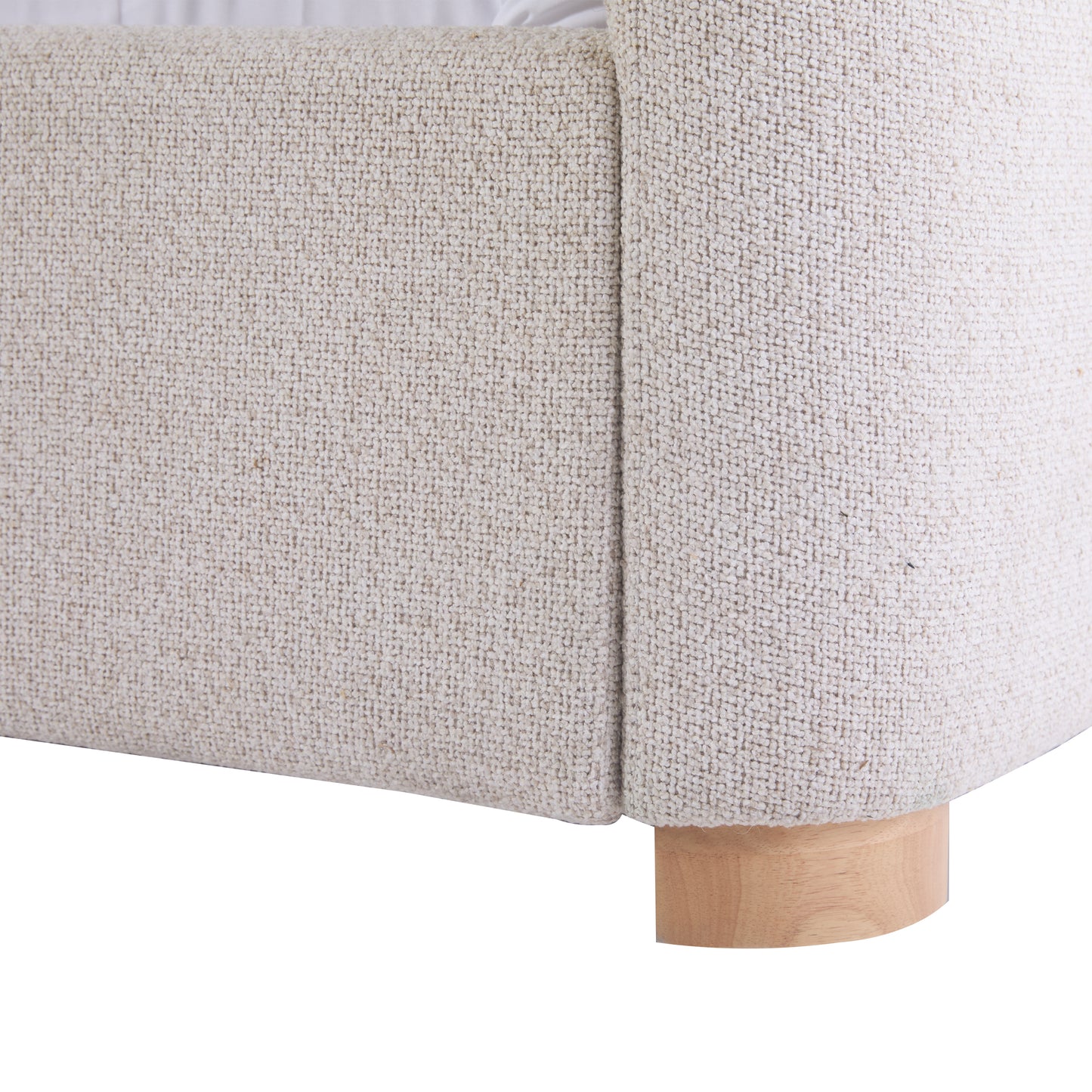 JoJo Fletcher Luciano Textured Woven King Sleigh Bed, Cream