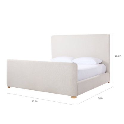 JoJo Fletcher Luciano Textured Woven King Sleigh Bed, Cream