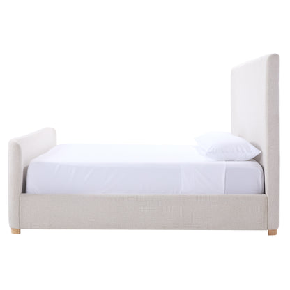 JoJo Fletcher Luciano Textured Woven Queen Sleigh Bed, Cream