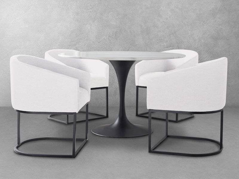 Jace 5-pc 48" Round Genuine Colombian Marble Dining Set