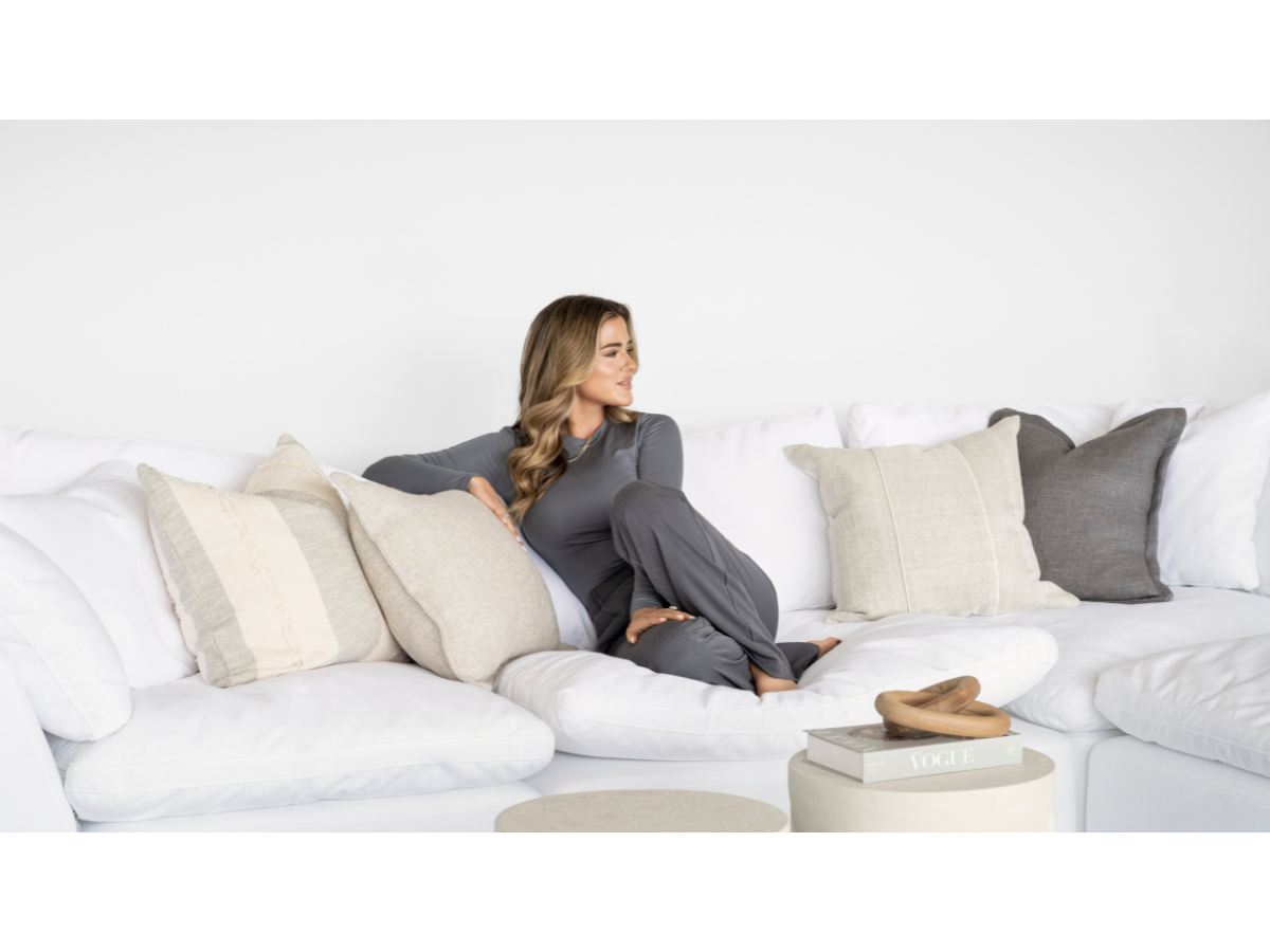 JoJo Fletcher Luxe Feather and Down Fabric Corner Chair