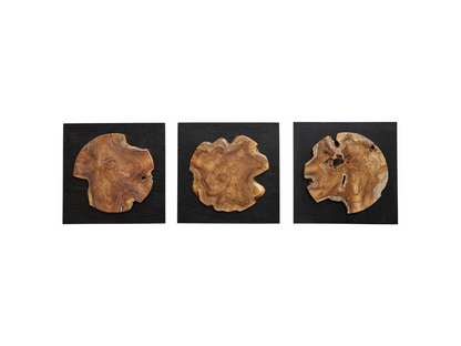 Abbyson Home Kaira Teak Wood Wall Decor, Set of 3