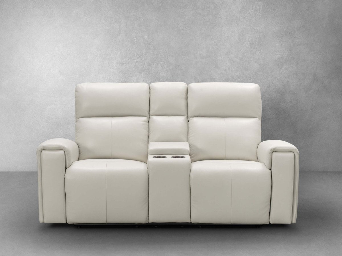 Keegan Power Reclining Leather Loveseat - Ivory