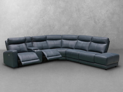 Kimmel Power Reclining Leather Sectional with Power Headrests - Blue