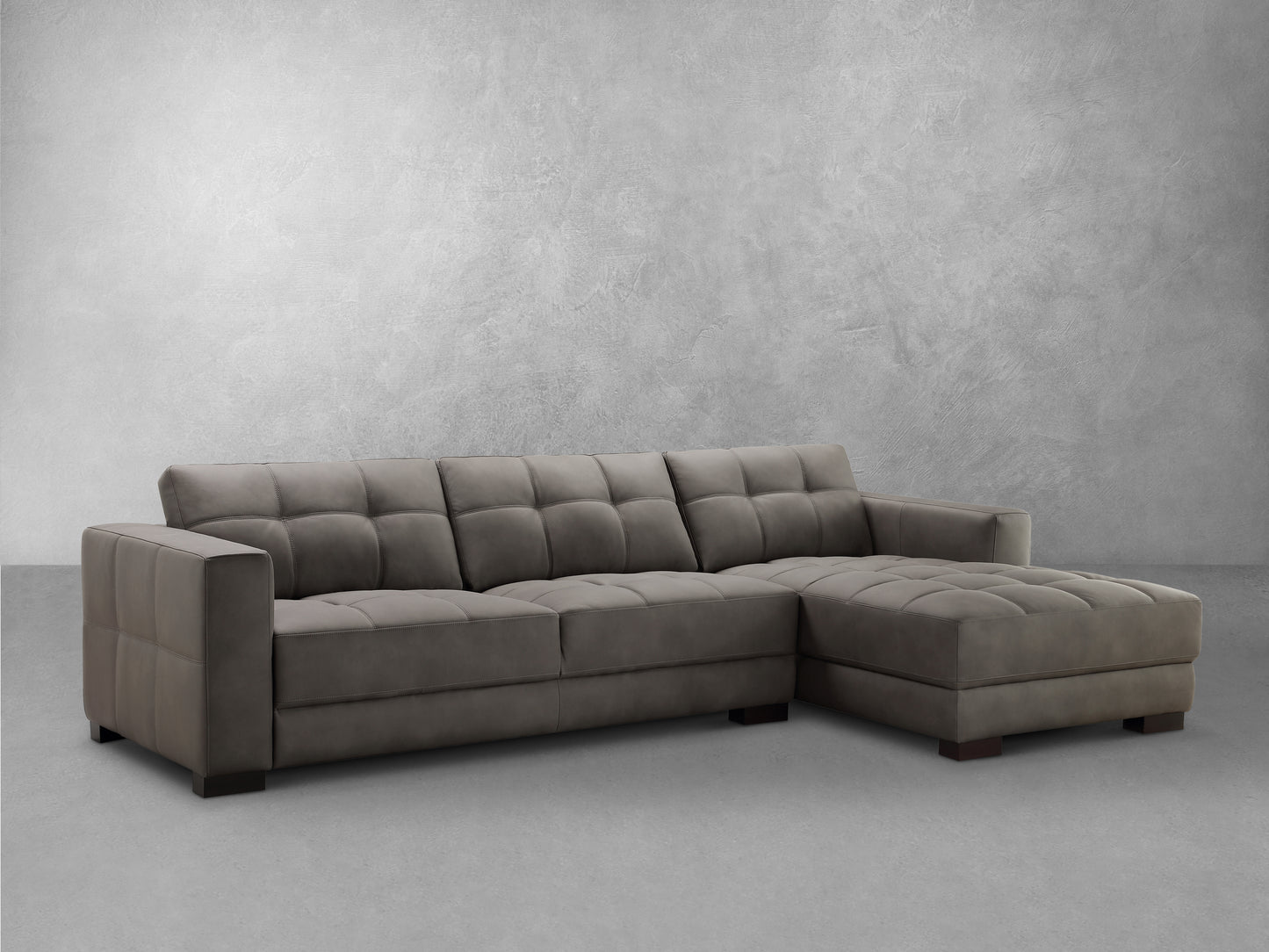 Klyden Top Grain Leather Chaise Sectional, Gray