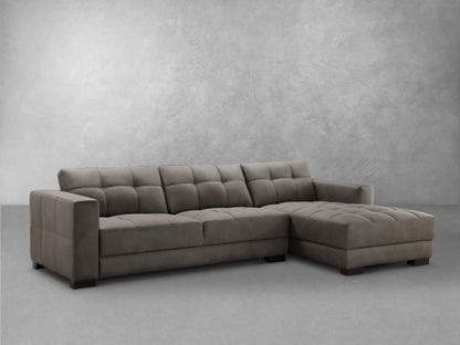 Klyden Top Grain Leather Chaise Sectional, Gray