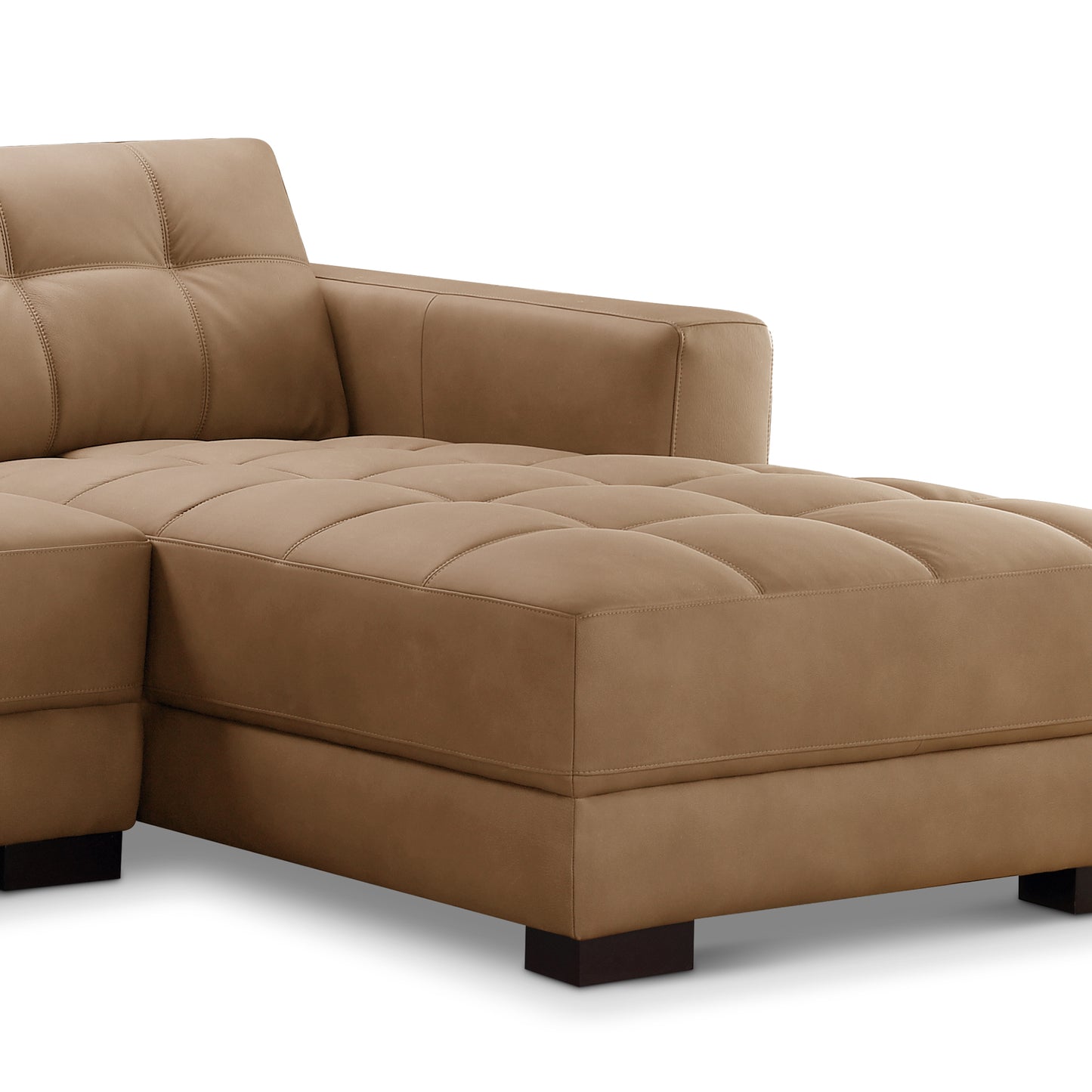 Klyden Leather Chaise Sectional, Saddle Brown