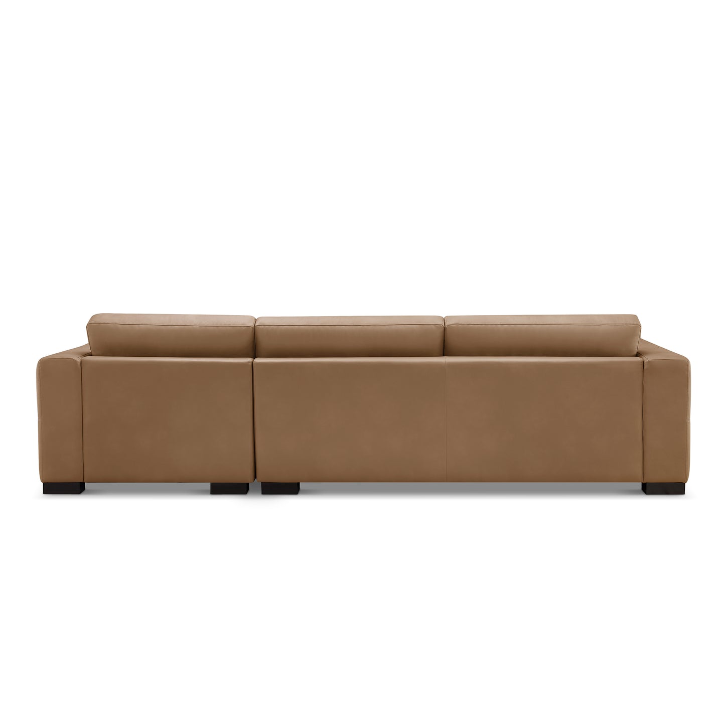 Klyden Leather Chaise Sectional, Saddle Brown