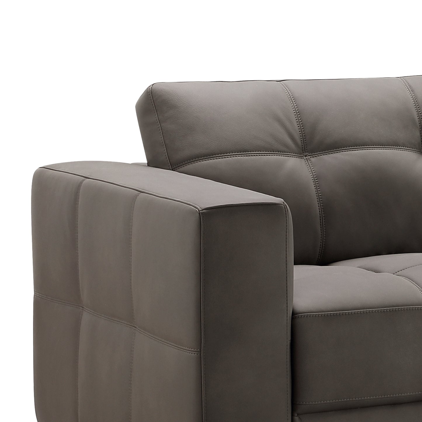 Klyden Top Grain Leather Chaise Sectional, Gray