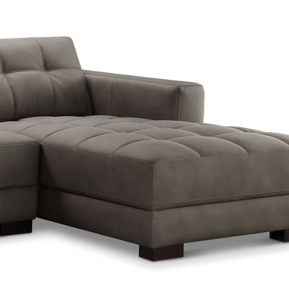 Klyden Top Grain Leather Chaise Sectional, Gray