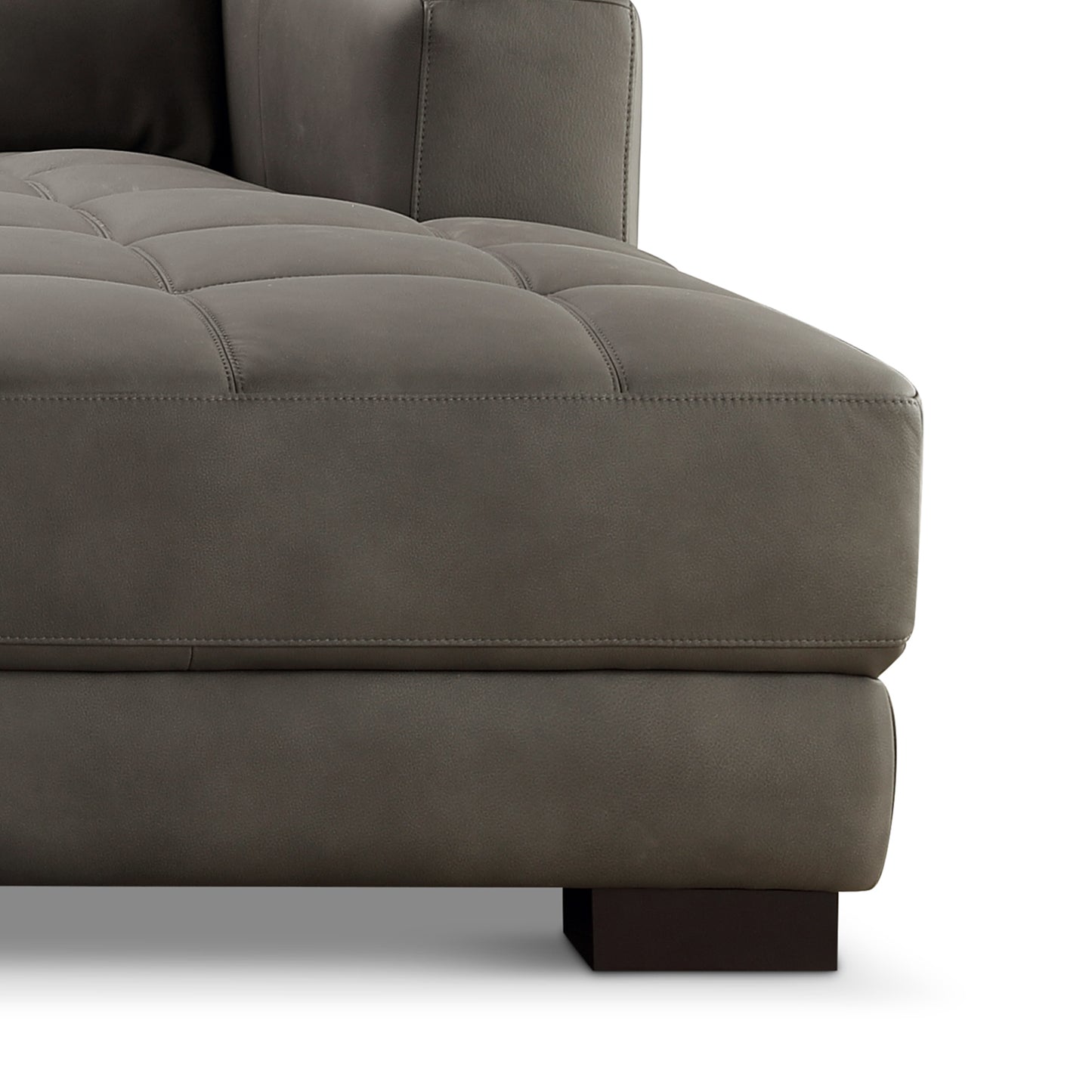 Klyden Top Grain Leather Chaise Sectional, Gray